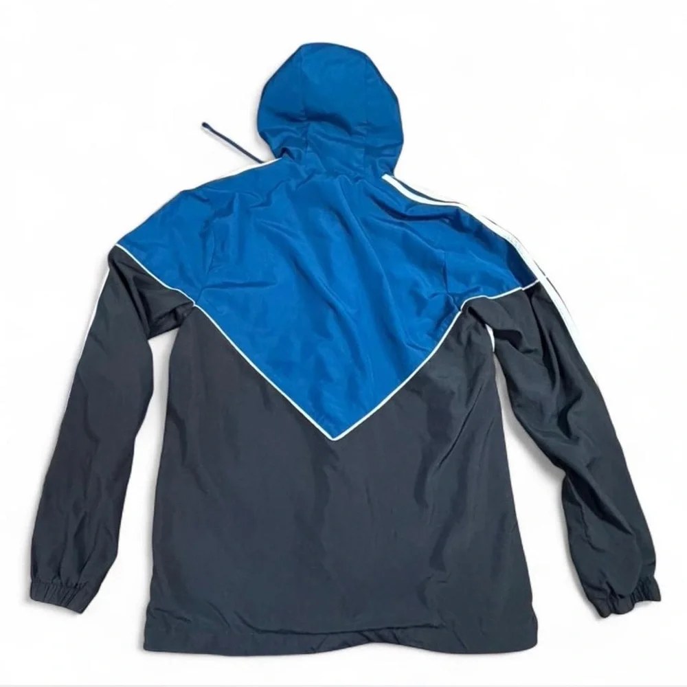 Adidas Originals Blue Colorblock Windbreaker Jacket 3 Stripe Climalite Y2K